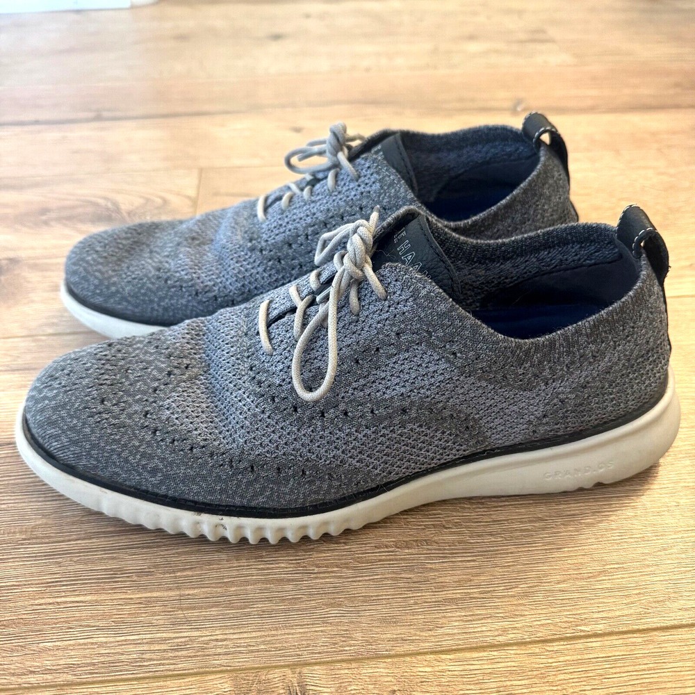 Cole Haan 2. ZeroGrand Stitchlite Mens 8 MAGNET-IRONSTONE Knit Wingtip Oxfords